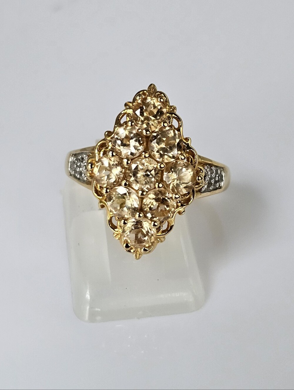 Ceylon Imperial Garnet Cluster Ring Yellow Gold Vermeil Size 7!